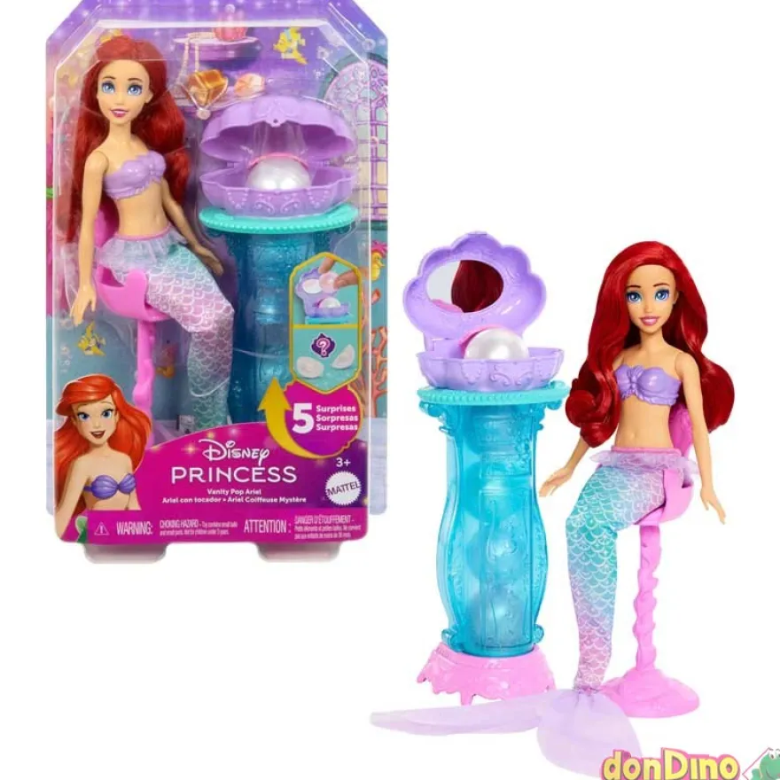 Ariel con tocador desplegable princesas disney - 5 sorpresas