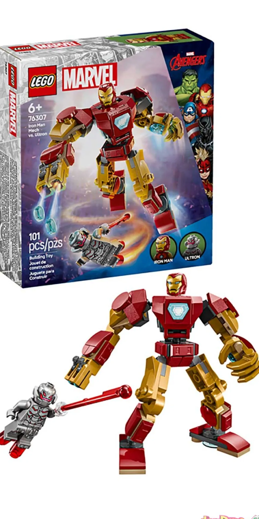 Armadura robotica iron man lego vs. ultron vengadores lego marvel 101 pzas.