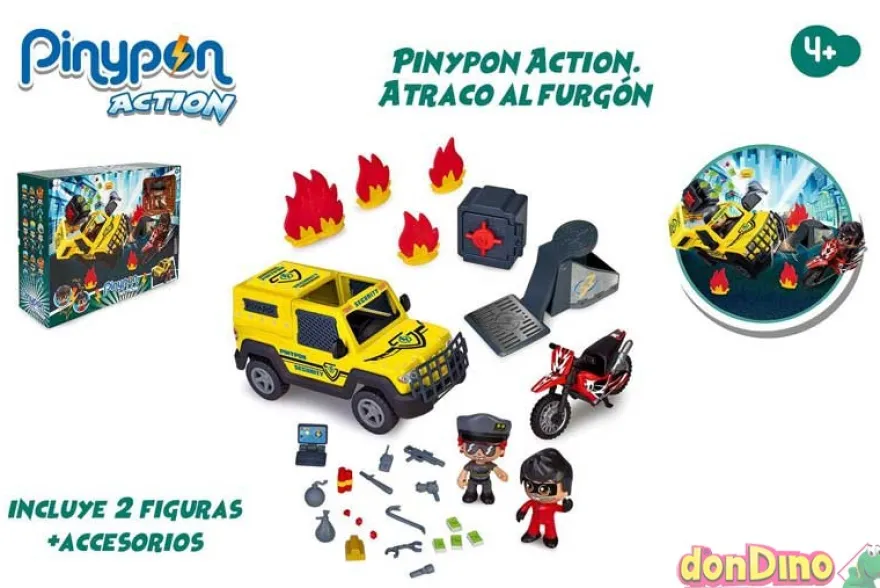 Atraco al furgon pinypon action c/2 figuras - 20 accesorios