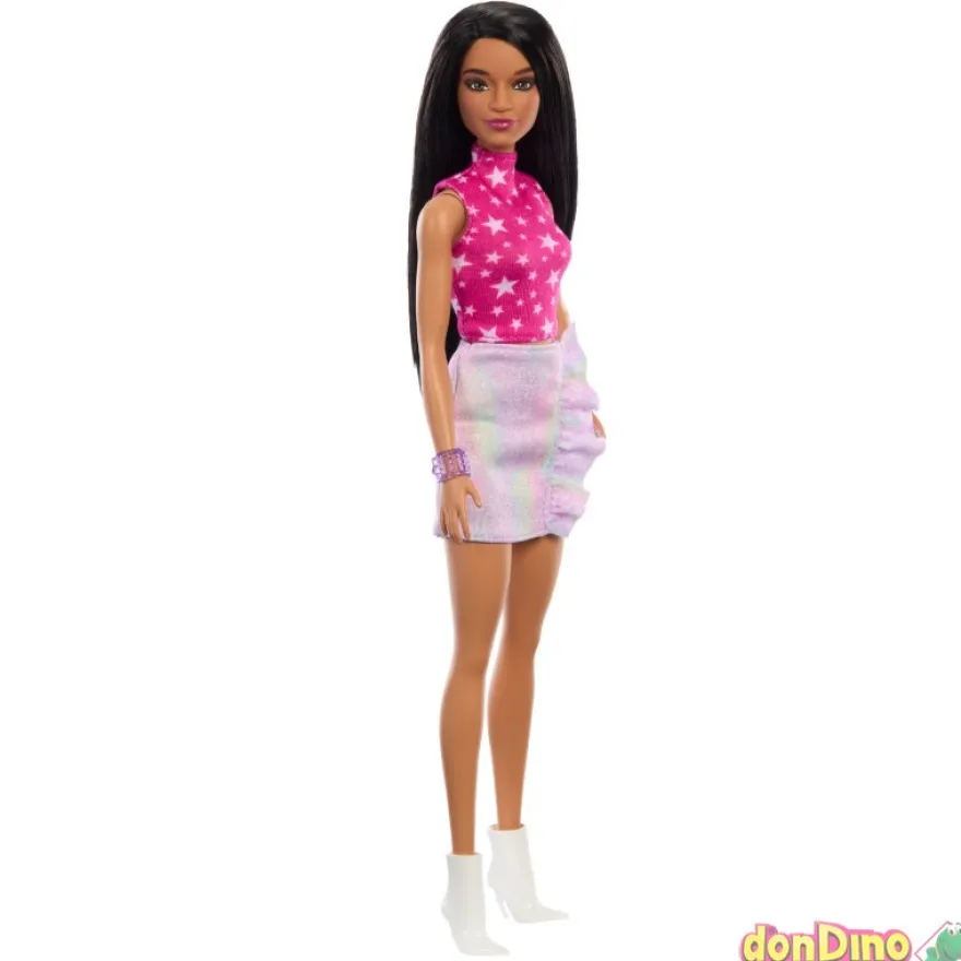 Barbie fashionista vestido rock rosa y metalico