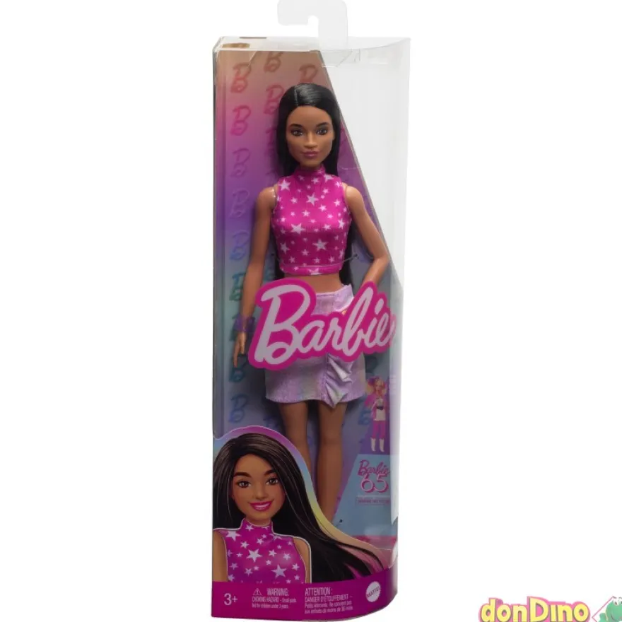 Barbie fashionista vestido rock rosa y metalico