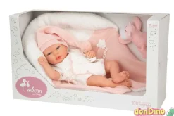 Bebe reborn ariel rosa 40 cm. c/manta y peluche