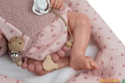 Bebe reborn luna 40 cm. con manta nido rosa