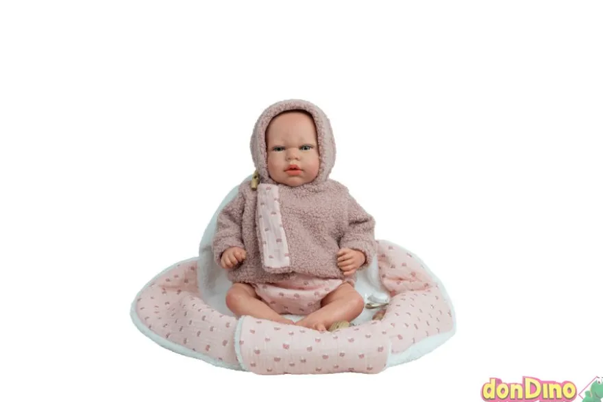 Bebe reborn luna 40 cm. con manta nido rosa