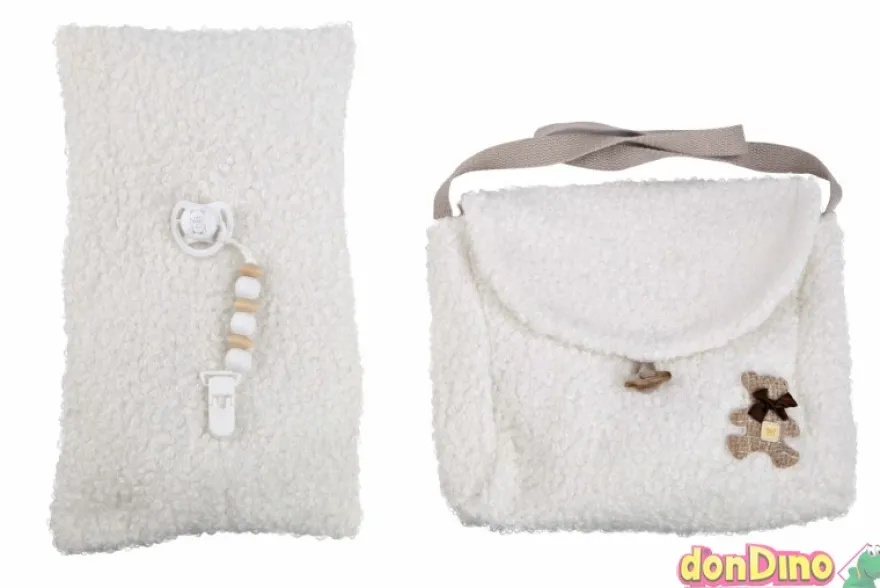 Bebe reborn manuela 40 cm. rosa c/bolso y cojin
