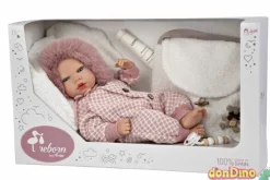 Bebe reborn manuela 40 cm. rosa c/bolso y cojin