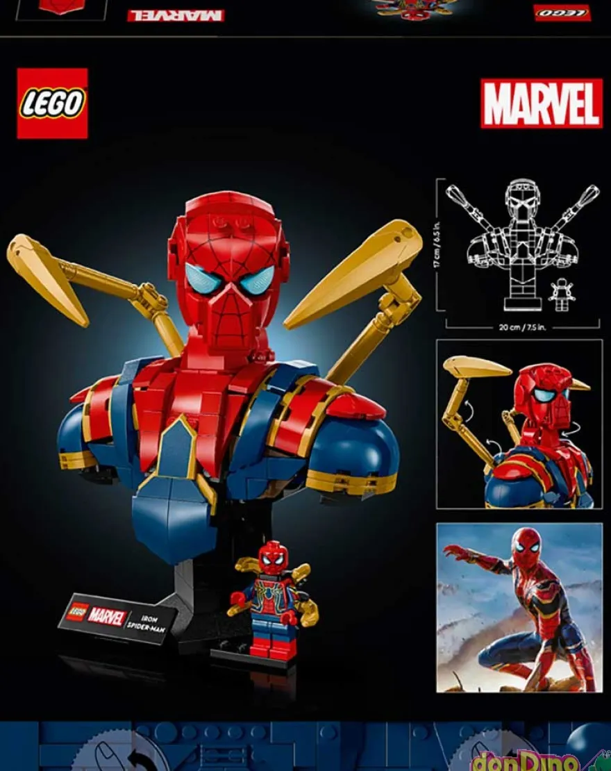 Busto de iron spider-man lego marve marvel - 379 pzas.