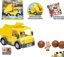 Camion volquete de bluey con bluey y bingo