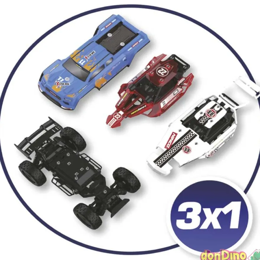 Coche stream 3 r/c 3 en 1 1:18 +120 pzas.