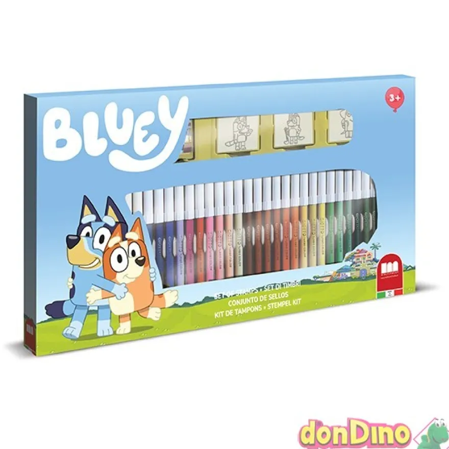 Conjunto de sellos bluey 36 rotuladores lavables,1 album,3 sellos,1 tampo