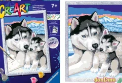 Creart cute huskies glitter 14 colores + marco