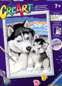Creart cute huskies glitter 14 colores + marco