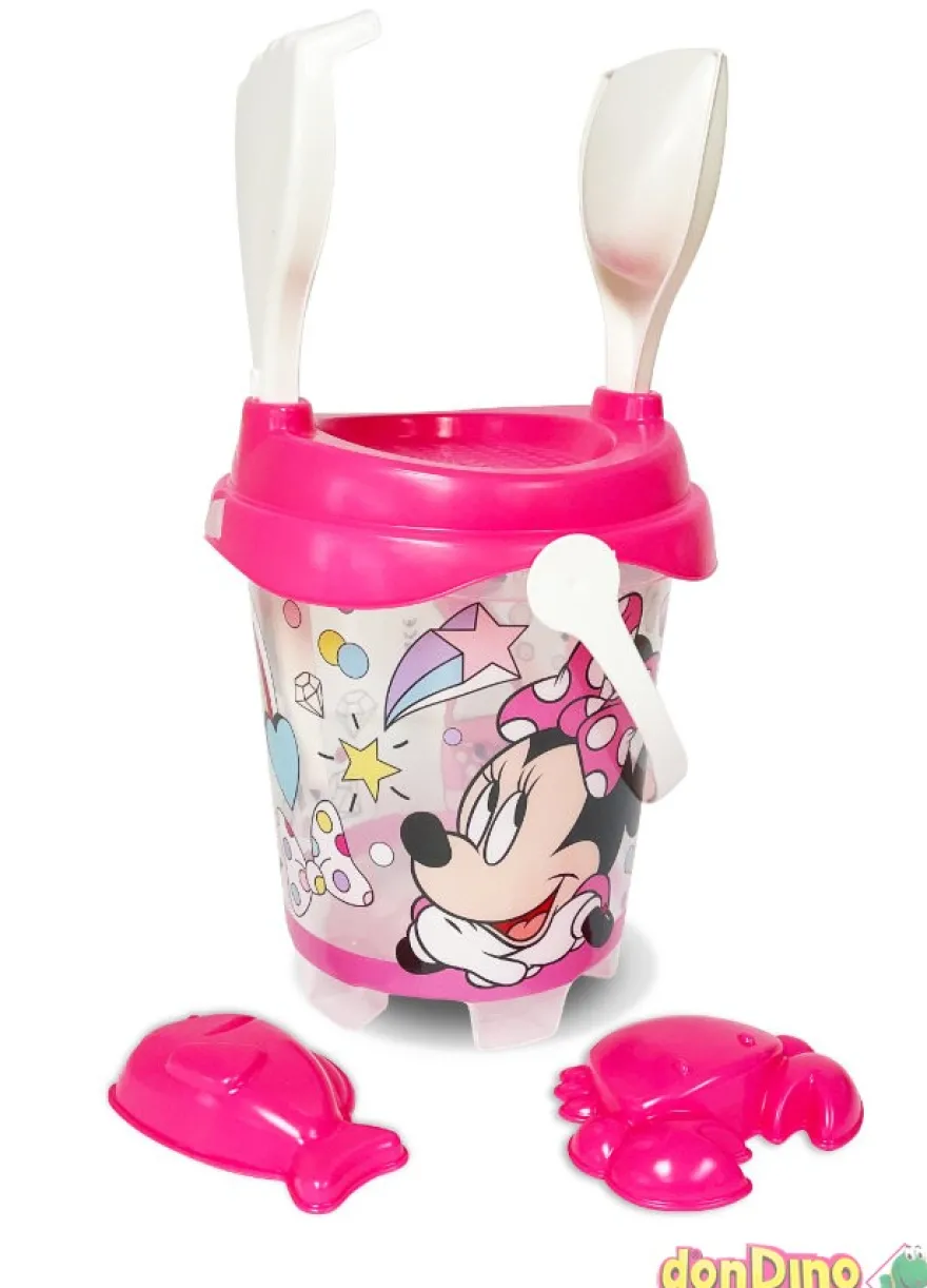 Cubo playa equipado minnie transparente con moldes