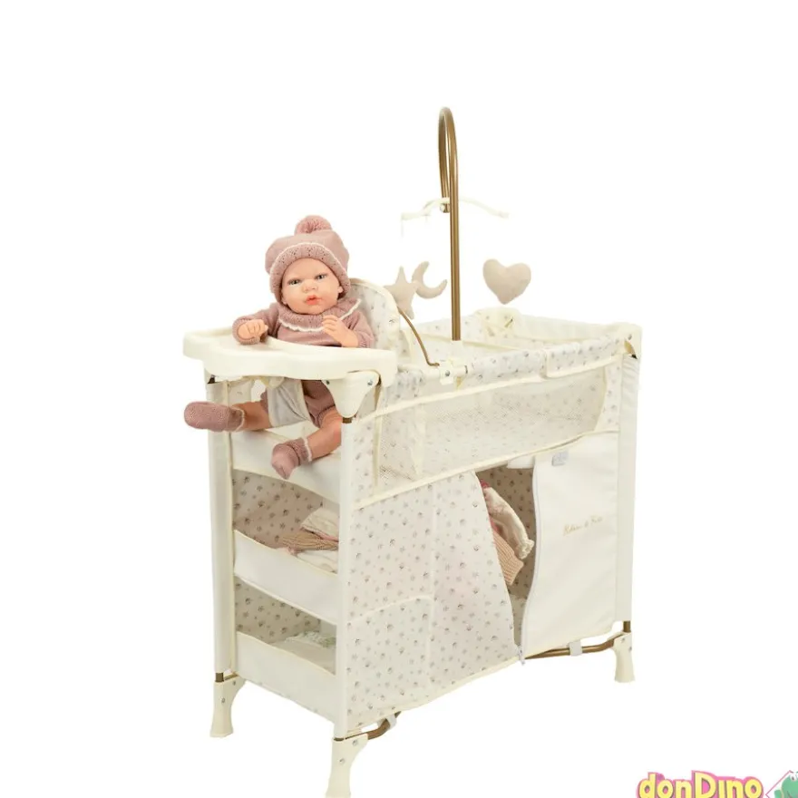 Cuna cambiador reborn de paris 58x78x32 cm. altura dosel 92 cm. - 4 en 1