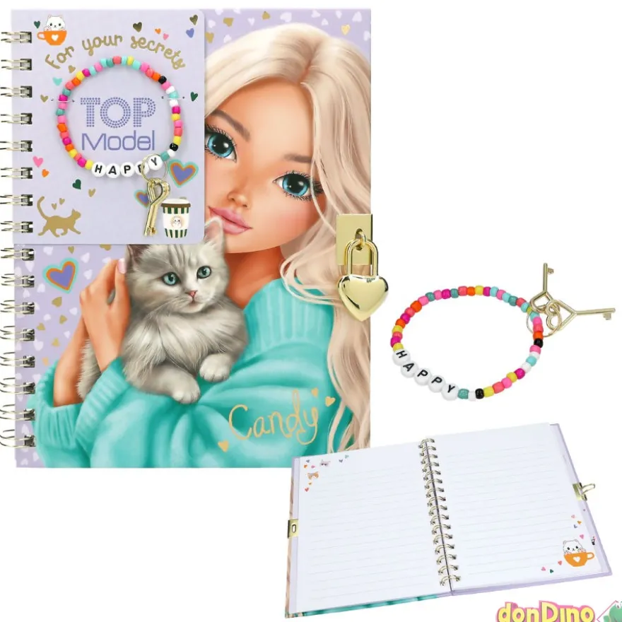Diario con candado y pulsera top model