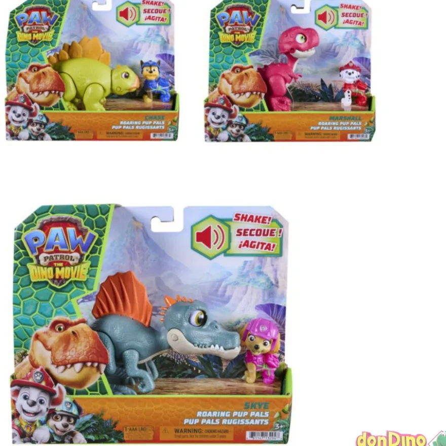 Dino rugiente + figura patrulla canina: la dino película surtidas
