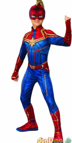 Disfraz capitana marvel 8-10 años traje completo con cubrebotas, cinturon, mascara
