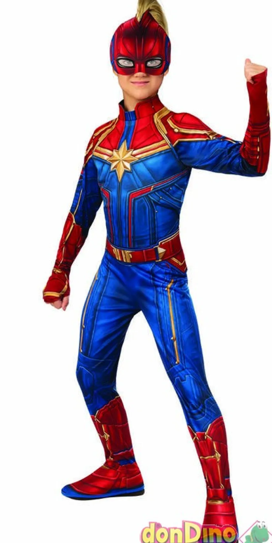 Disfraz capitana marvel 8-10 años traje completo con cubrebotas, cinturon, mascara