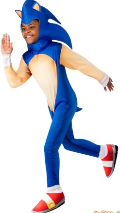 Disfraz sonic 5-6 años traje con cubrezapatos y capucha