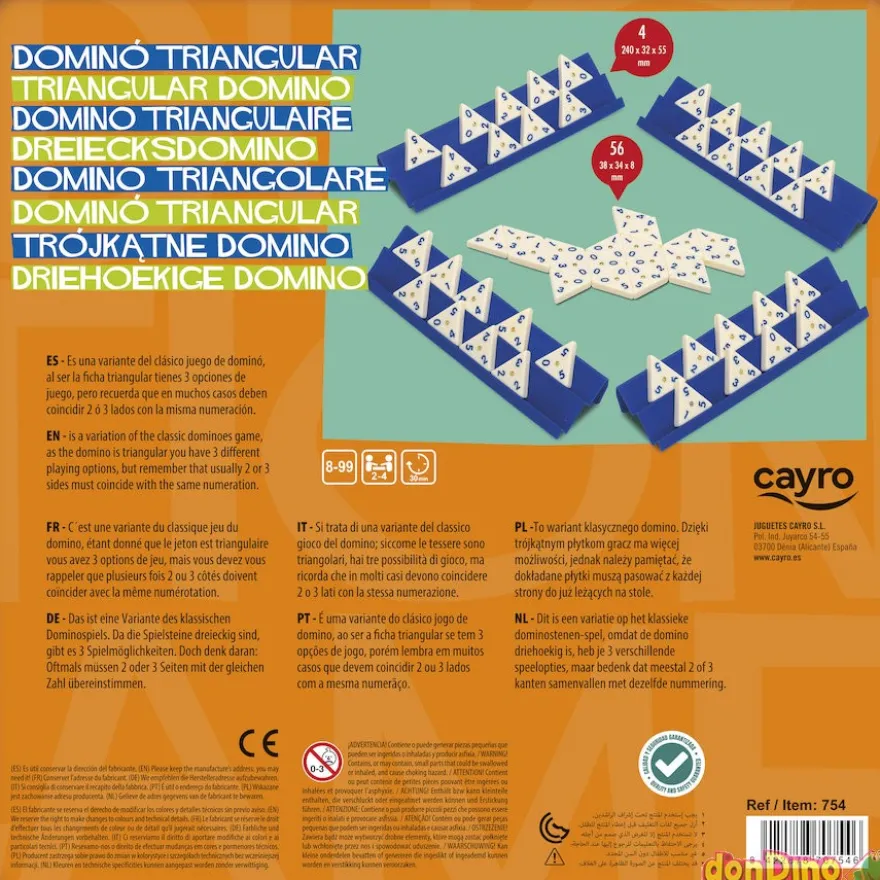 Domino triangular caja metal