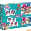 Edukit 4en1 shimmer & shine 1 memo, 1 puzzle 30pzas., 1 domino, 6 cubos