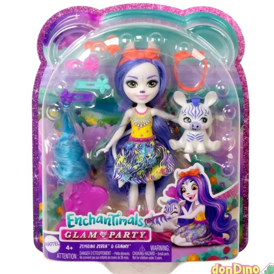 Enchantimals glam party cebra zemirah zebra & grainy