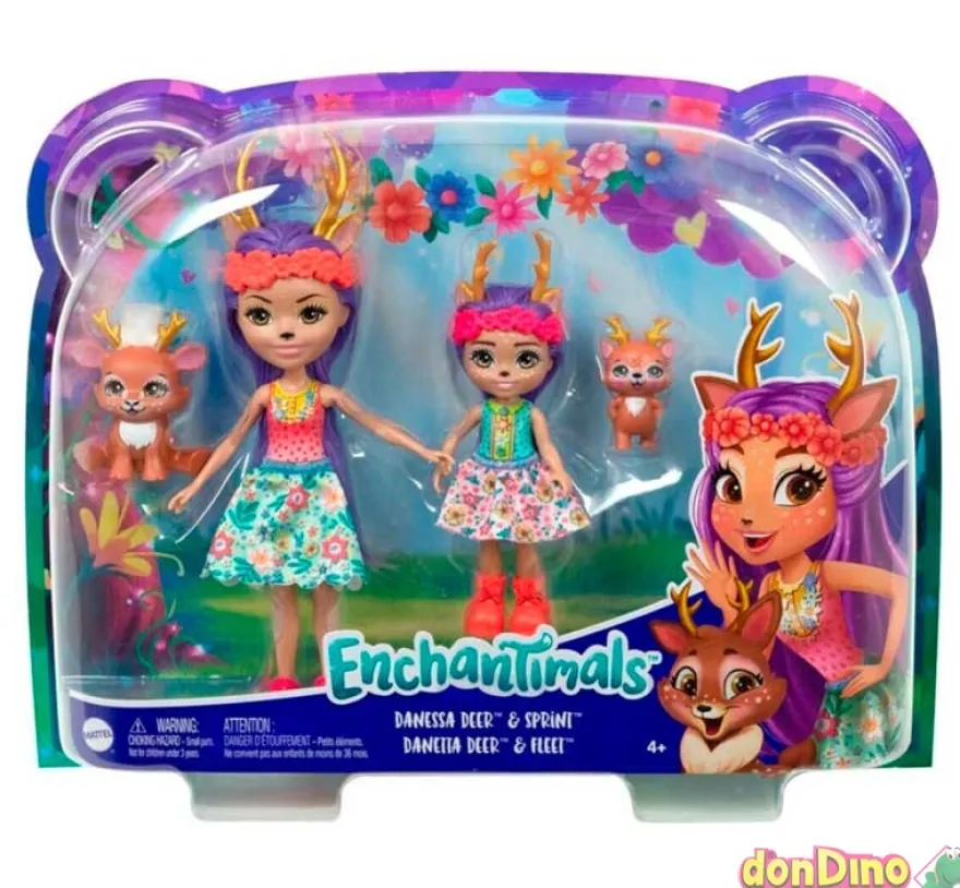 Enchantimals muñeca c/su hermanita 2 mascotas