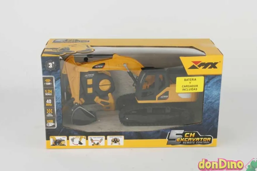 Excavadora r/c con luz 1:24 40 mhz 360º giro - batería y cargador