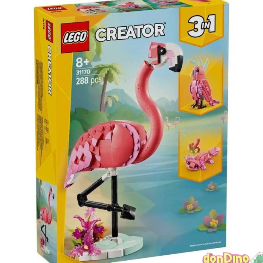 Fauna salvaje: flamenco rosa lego creator 3 en 1 - 288 pzas.