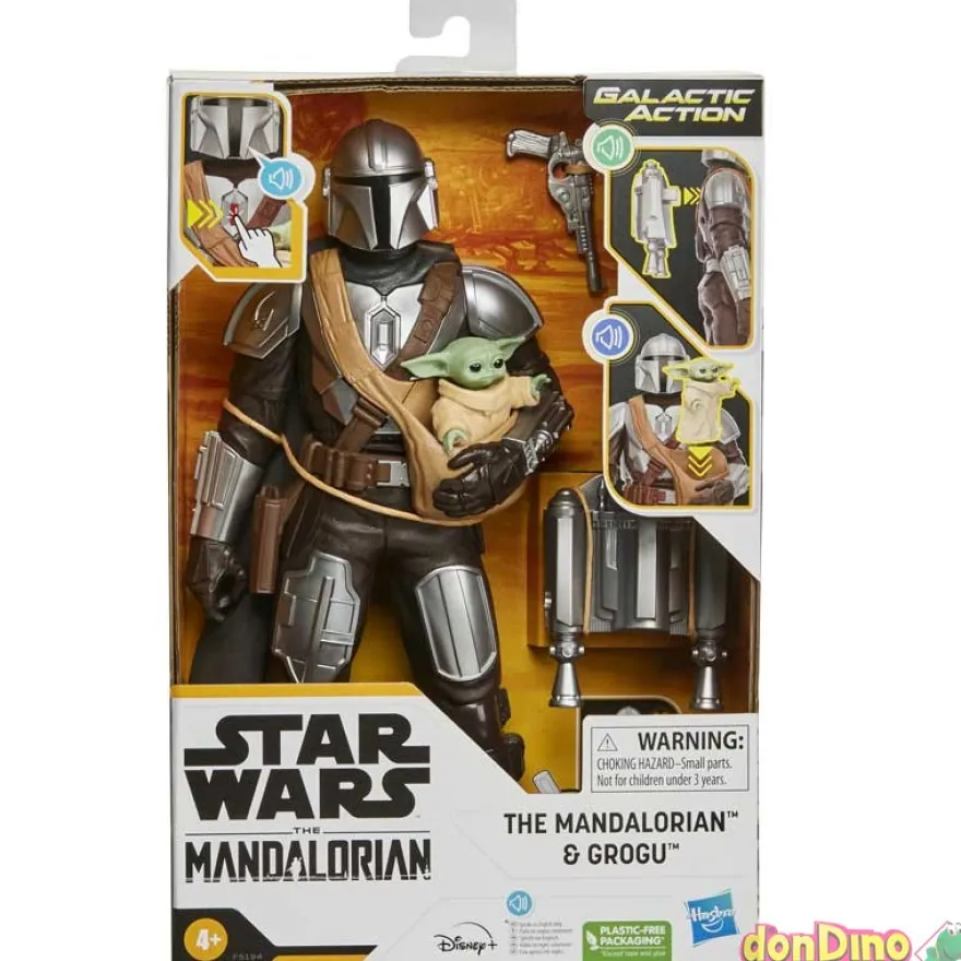 Figura electronica mandalorian&grog star wars - accion galactica - c/sonido