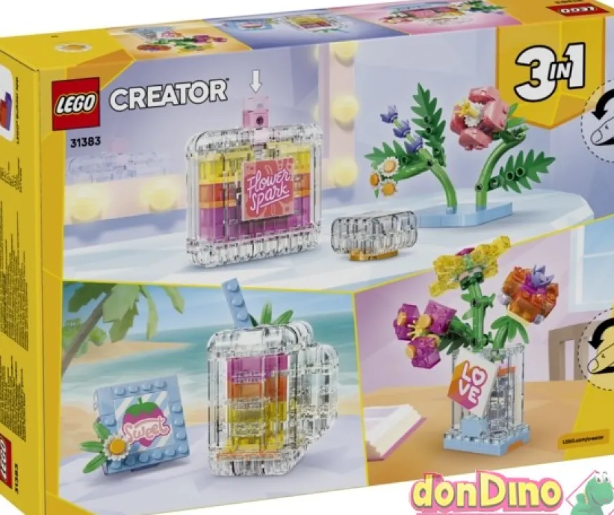Frasco decorativo de perfume floral lego creator