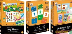 Juego educativo 3-surtidos 1,2,3...10, animal mix, colorea con pegatinas