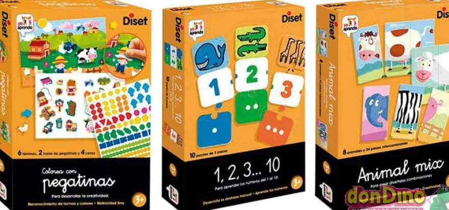 Juego educativo 3-surtidos 1,2,3...10, animal mix, colorea con pegatinas