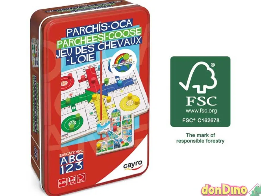 Juego parchis-oca puzzle caja metal madera