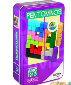 Juego pentominos madera caja metal 12 pzas. 120x120x15 mm. - 41 retos