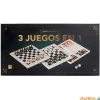 Juegos 3 en 1 Damas-Backgammon-Ajedrez Madera