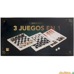 Juegos 3 en 1 Damas-Backgammon-Ajedrez Madera