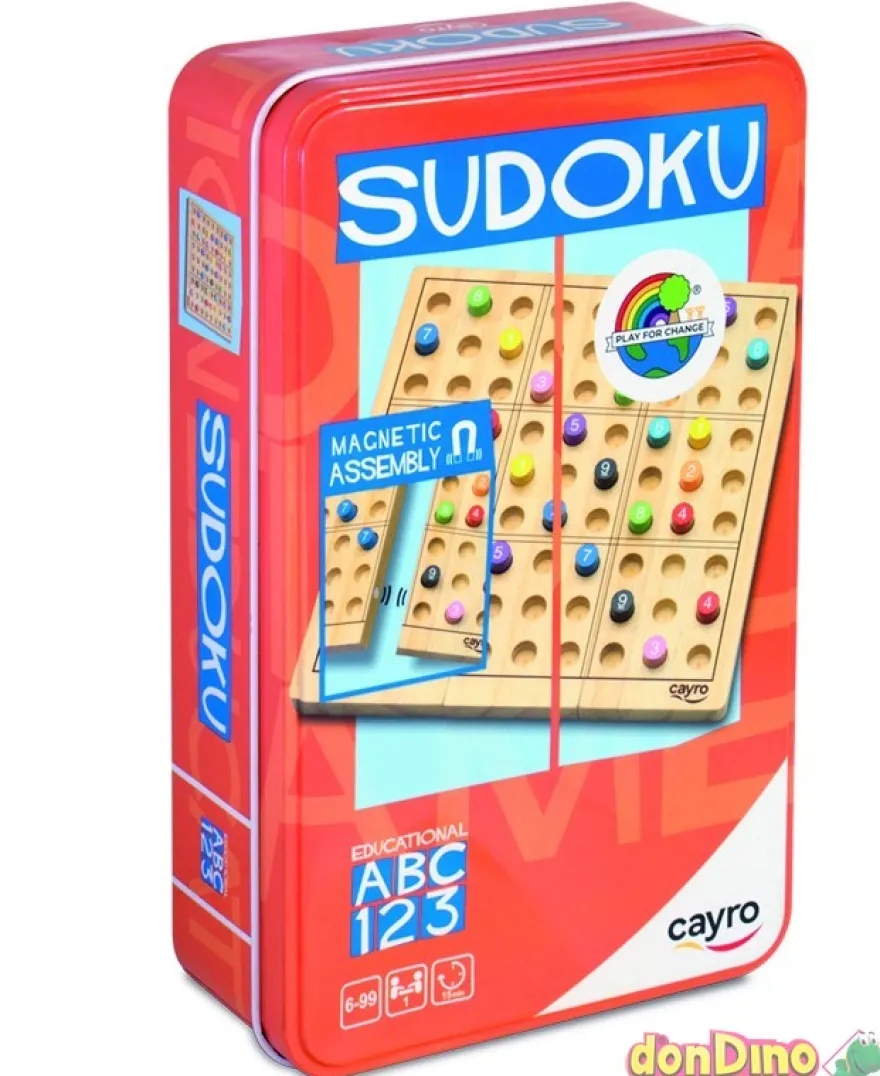 Juego sudoku madera caja metal magnético - 81 pzas. 9,5x14 mm.