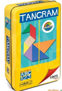 Juego tangram colores caja metal madera - 7 pzas.