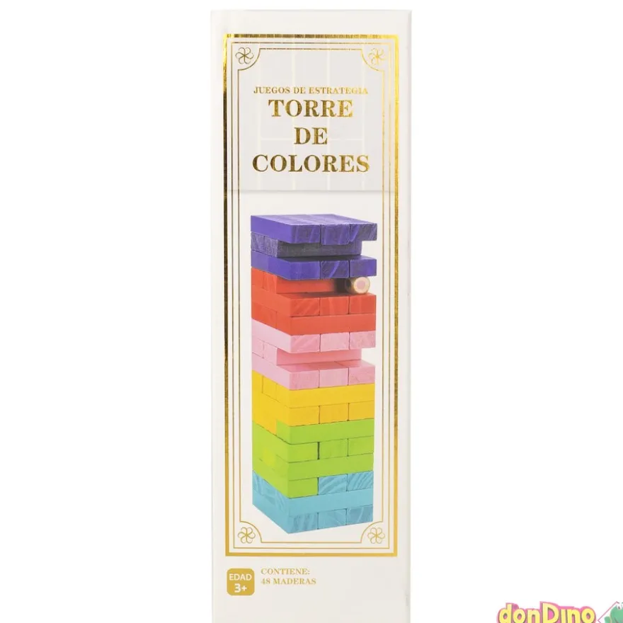 Juego torre de colores madera 48 pzas.