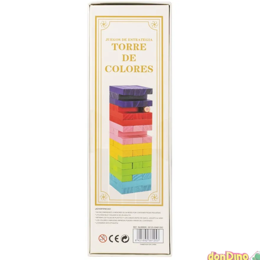 Juego torre de colores madera 48 pzas.