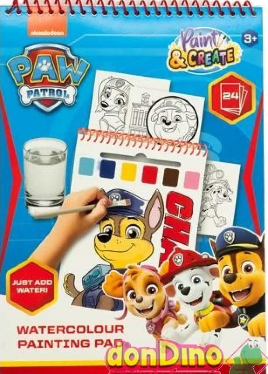 Libro acuarelas patrulla canina c/24 dibujos - paint & create