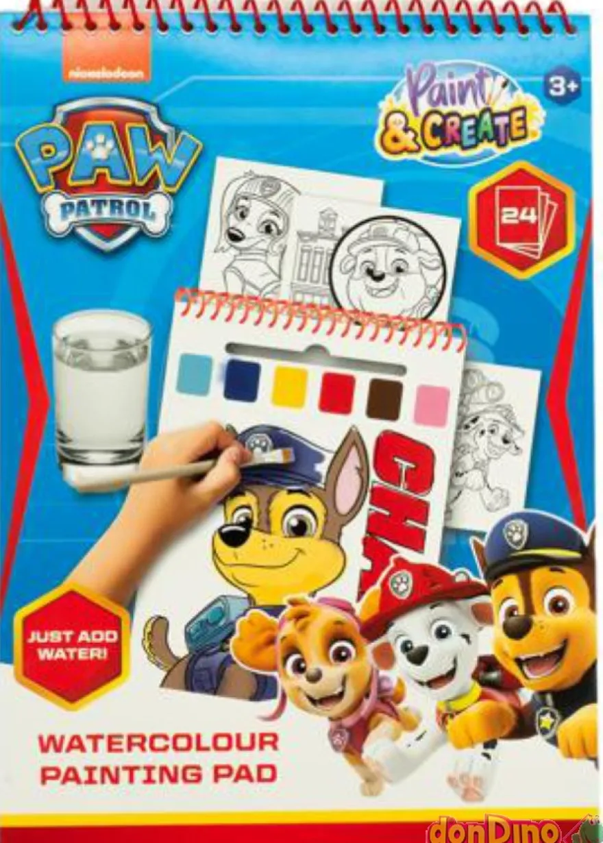 Libro acuarelas patrulla canina c/24 dibujos - paint & create