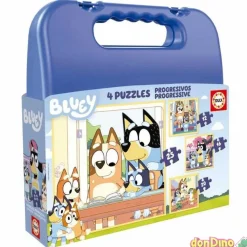 Maleta 4 puzzles progresivos bluey 12-16-20-25 pzas.