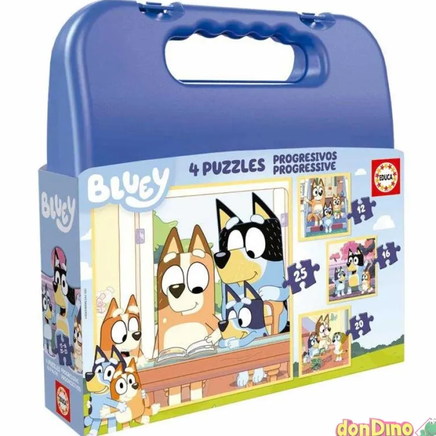 Maleta 4 puzzles progresivos bluey 12-16-20-25 pzas.