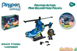 Mini helicoptero policia pinypon ac action - 3 accesorios y 1 figura
