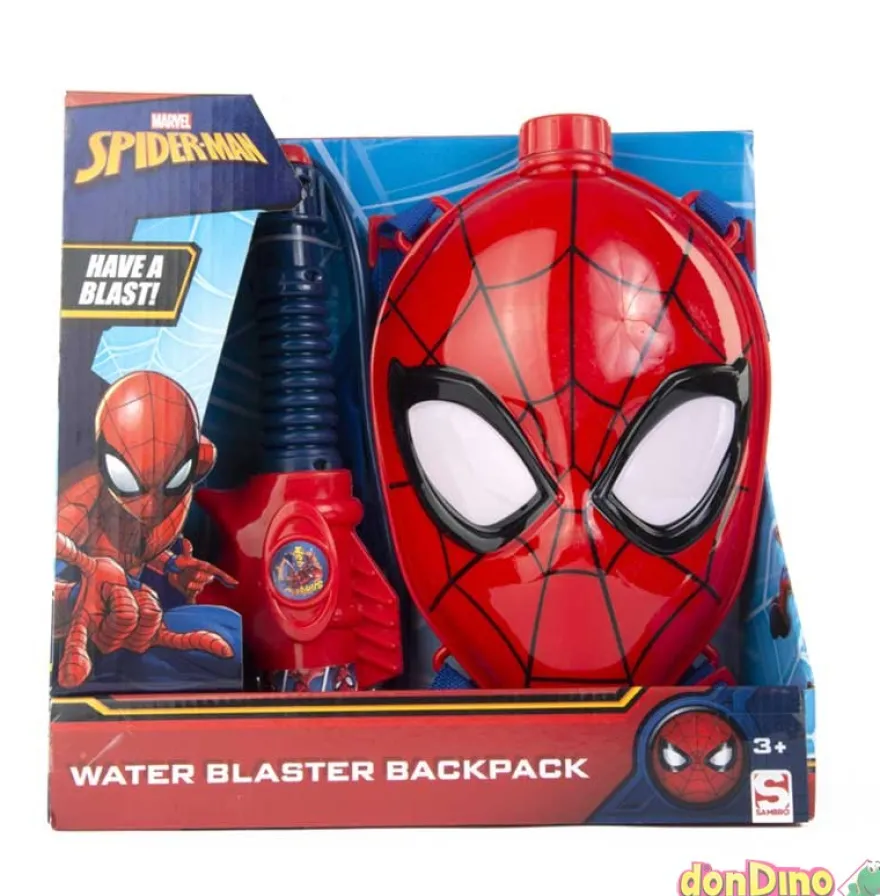 Mochila c/pistola agua spider-man
