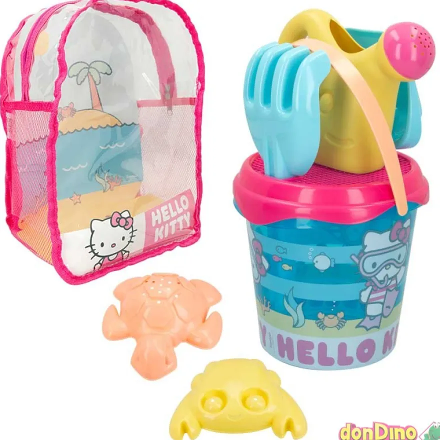 Mochila hello kitty c/cubo playa c/accesorios y regadera