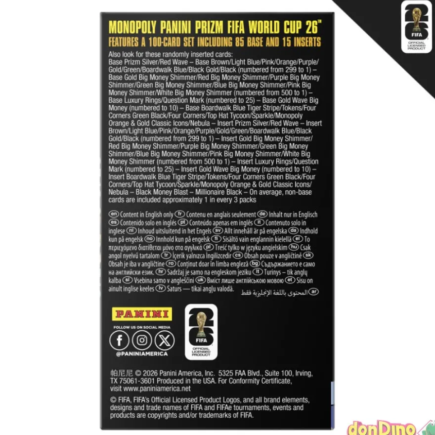 Monopoly panini prizm fifa world cup 26 - 6 sobre de 4 cartas