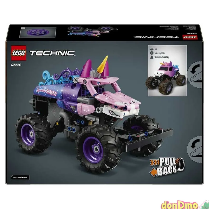 Monster jam sparkle smash lego technic - con motor de carga manual - 243 pzas.